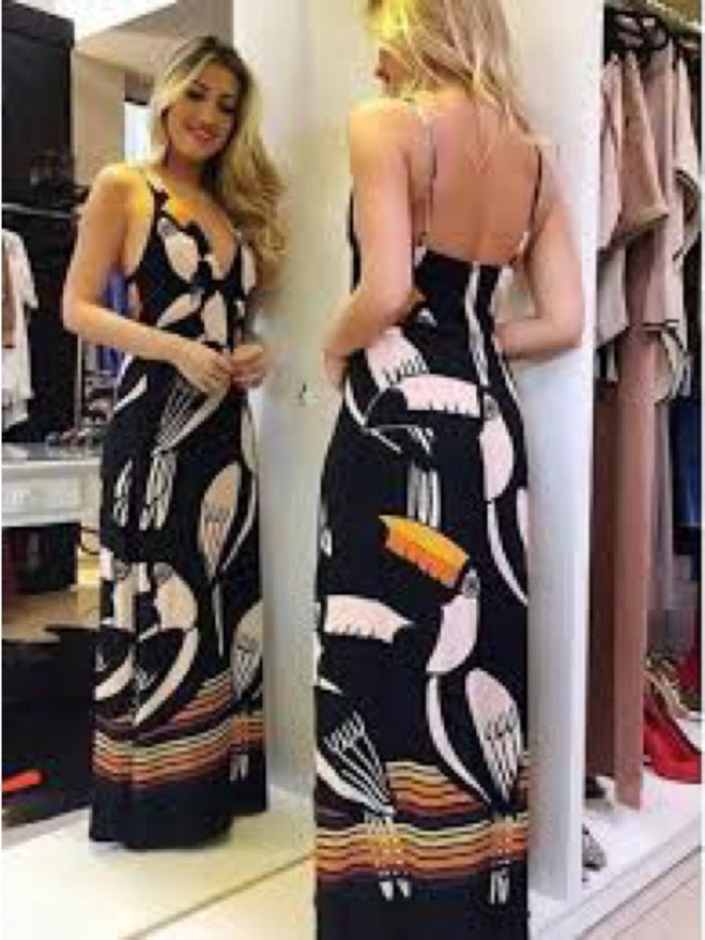 Farm Rio toucan-themed print Toucan Print Maxi Dress Sz S/P - Picture 2 of 11